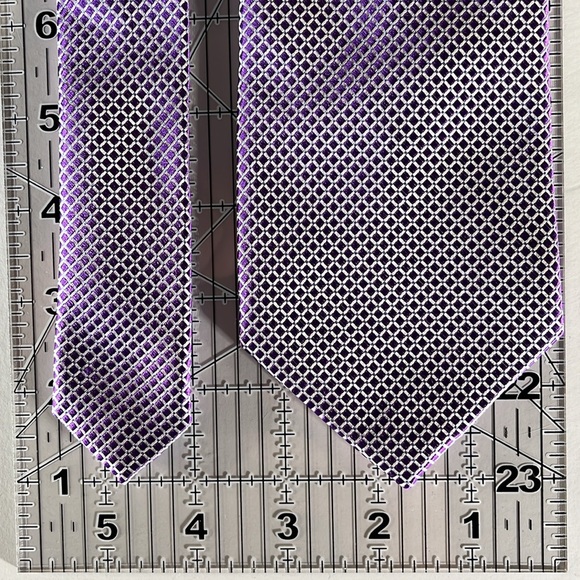 ARROW Mens Silk Purple Micro Check Pattern Formal 58" Length - Picture 6 of 8